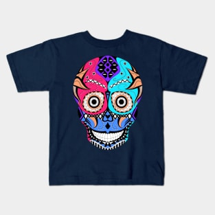 skull and crossbones mask with mexican patterns ecopop Kids T-Shirt